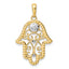 14k & White Rhodium D/C Evil Eye Filigree Hamsa Pendant