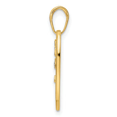 14k and White Rhodium Diamond-cut Tree of Life Heart Pendant