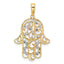 Hamsa Pendant in 14K Two-Tone Gold, 30mm Diamond-Cut - Sophia Jewelers