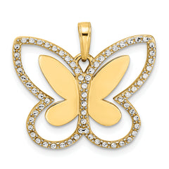 14k and White Rhodium Diamond-cut Butterfly Pendant