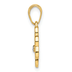 14k and White Rhodium Diamond-cut Clover Pendant