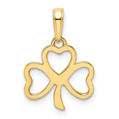 14k and White Rhodium Diamond-cut Clover Pendant