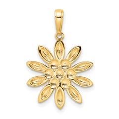 14K and White Rhodium Diamond-cut Flower Pendant
