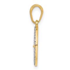 14K w/White Rhodium Diamond-cut Four-leaf Clover Pendant