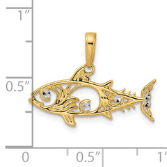 14k and White Rhodium D/C Fish Pendant