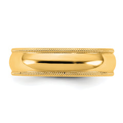 10KY 5.5mm Milgrain Comfort Fit Band Size 14