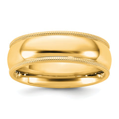 14KY 6.5mm Milgrain Comfort Fit Band Size 14