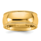 10KY 8mm Milgrain Comfort Fit Band Size 14