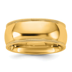 10KY 8mm Milgrain Comfort Fit Band Size 14