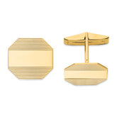 14k Men's Rectangular Octagon w/ Line Design Cuff Links