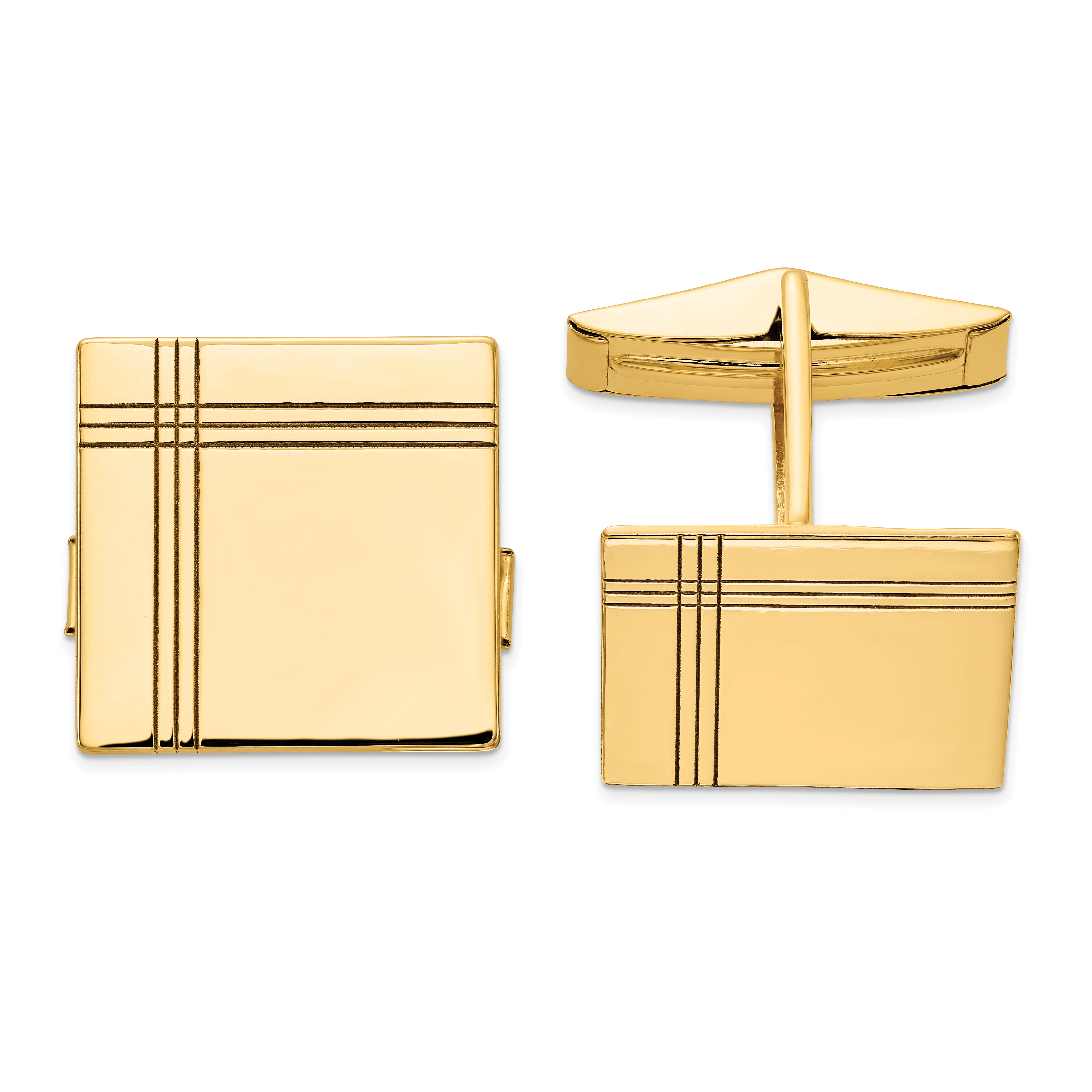 14k Men's Square w/Line Design Cuff Links