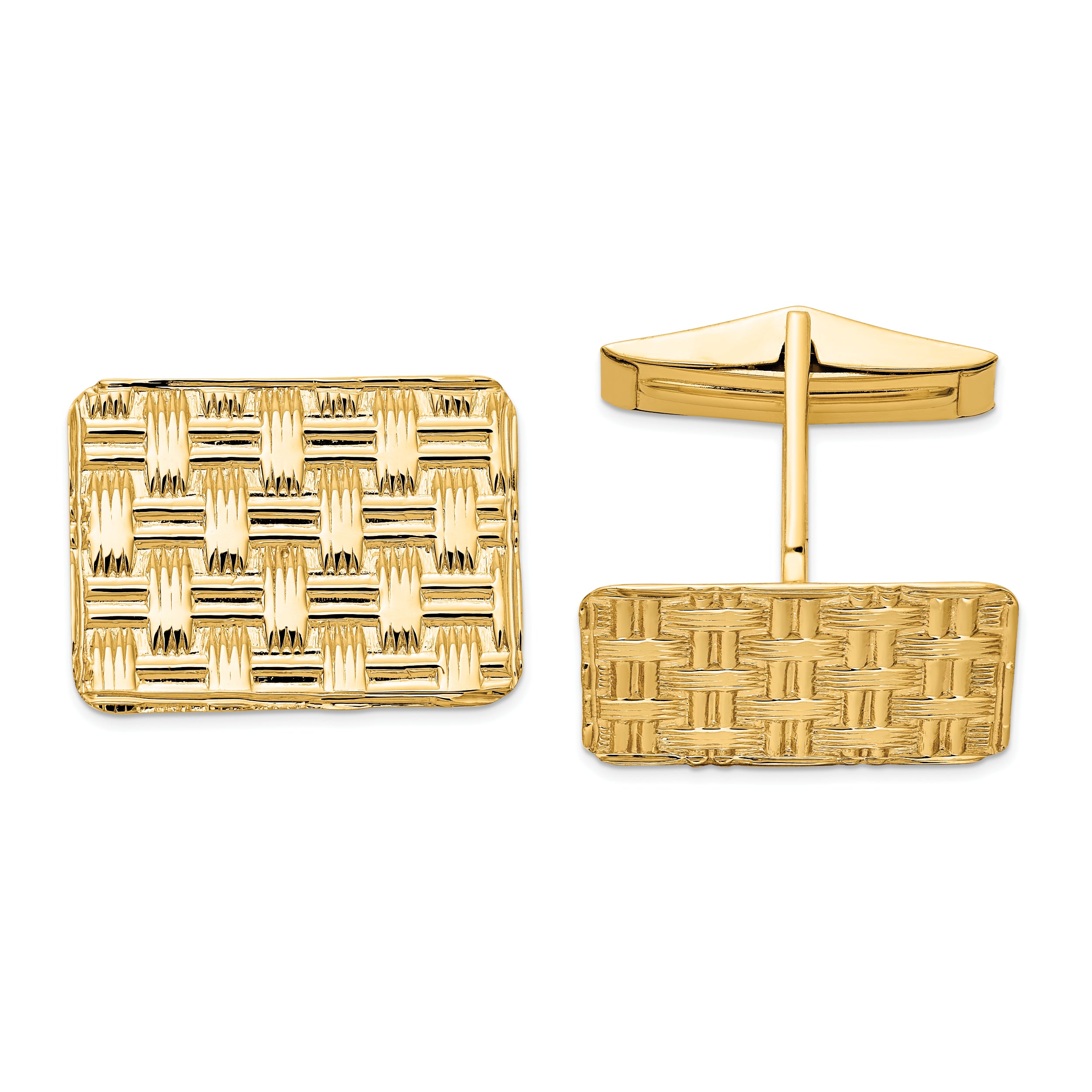 14k Men's Basketweave Textured Cuff Links