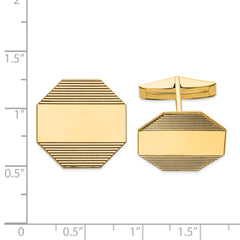 14k Men's Octagonal w/ Line Design Cuff Links