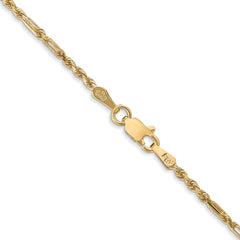 14K 20 inch 1.8mm Diamond-cut Milano Rope with Lobster Clasp Chain