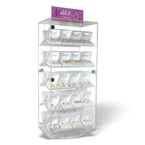 Acrylic 10 Shelf Lockable Countertop Spin Display (Madi K Earring)
