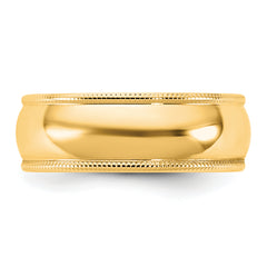 10KY 6.5mm LTW Milgrain Half Round Band Size 14