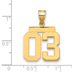 10k Medium Polished Number 03 Charm