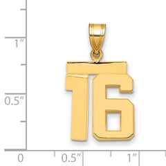 10k Medium Polished Number 16 Charm