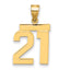 14k Medium Polished Number 21 Charm