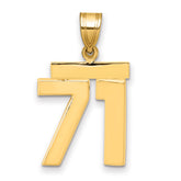 10k Medium Polished Number 71 Charm