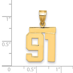 10k Medium Polished Number 91 Charm