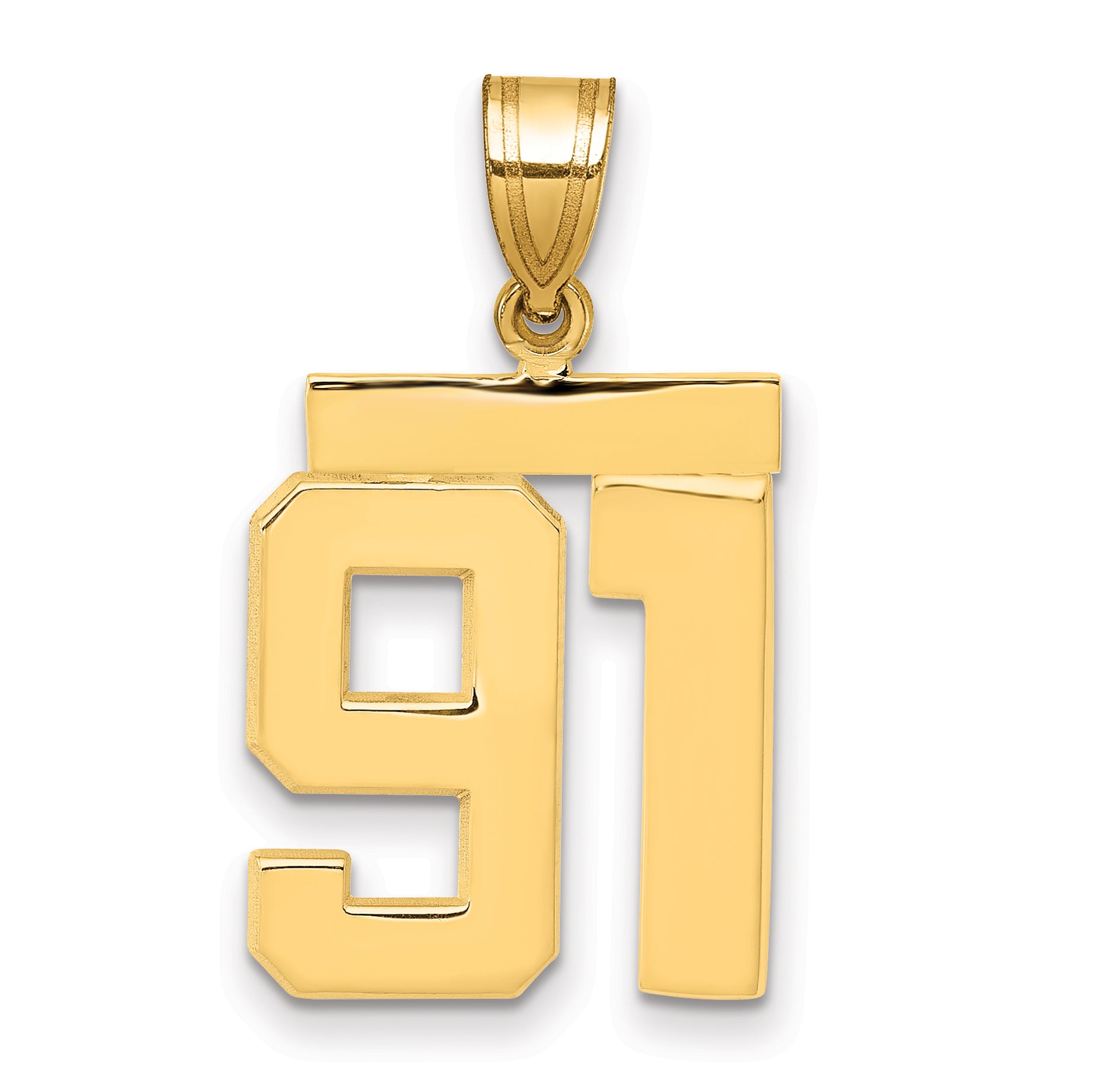 10k Medium Polished Number 91 Charm