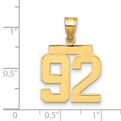 10k Medium Polished Number 92 Charm