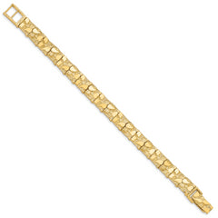 14k Polished and Textured 9.5mm 7 inch Nugget Bracelet