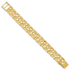 14k Polished and Textured 15mm 8 inch Nugget Bracelet