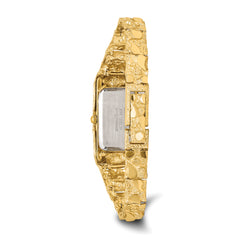 14K Ladies Rectangular Champagne 15x31mm Dial Solid Nugget Watch