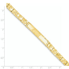 14k Polished Solid 7mm Nugget 37x7mm Plate 8 inch ID Bracelet