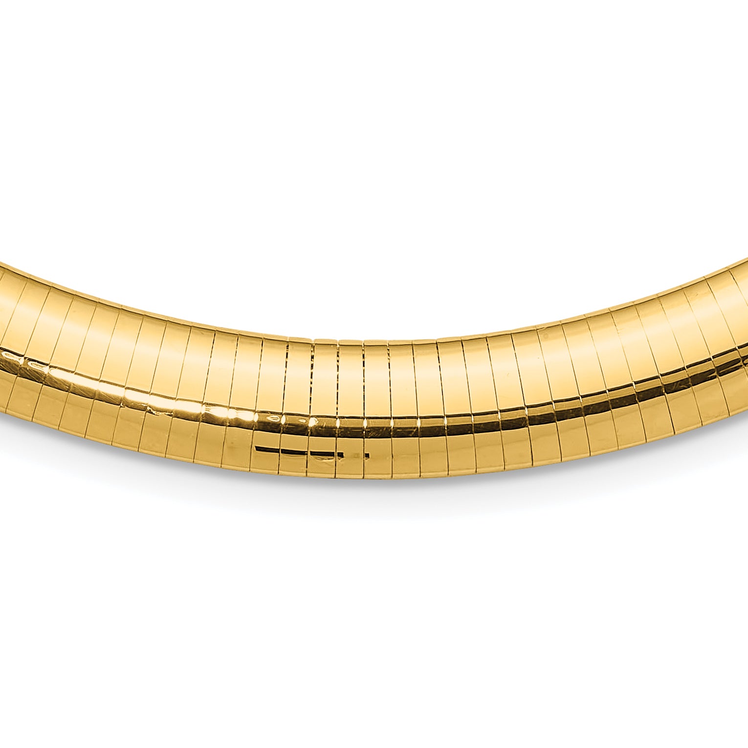 14k Polished 10mm Standard Weight 16 inch Domed Omega Necklace