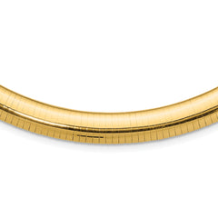 14k Polished 10mm Standard Weight 18 inch Domed Omega Necklace