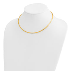 14k Polished 3mm Standard Weight 16 inch Domed Omega Necklace
