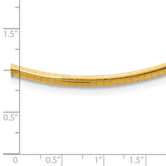 14k Polished 3mm Standard Weight 16 inch Domed Omega Necklace