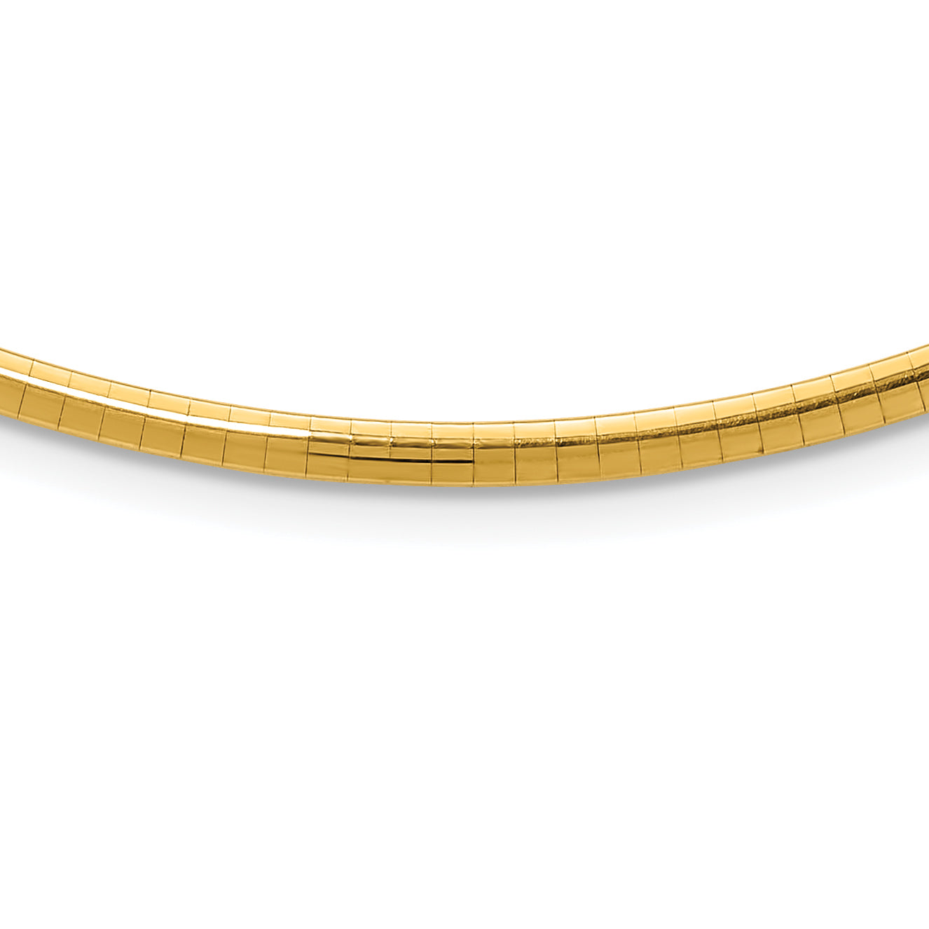 14k Polished 3mm Standard Weight 16 inch Domed Omega Necklace