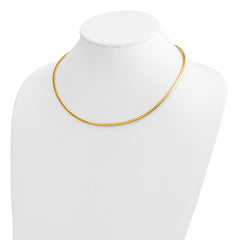 14k Polished 3mm Standard Weight 18 inch Domed Omega Necklace