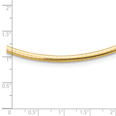 14k Polished 3mm Standard Weight 18 inch Domed Omega Necklace