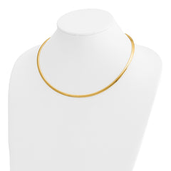 14k Polished 4mm Standard Weight 18 inch Domed Omega Necklace