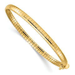 14k Polished 4mm 7 inch Domed Omega Bracelet