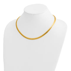 14k Polished 6mm Standard Weight 18 inch Domed Omega Necklace