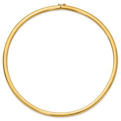 14k Polished 6mm Standard Weight 18 inch Domed Omega Necklace