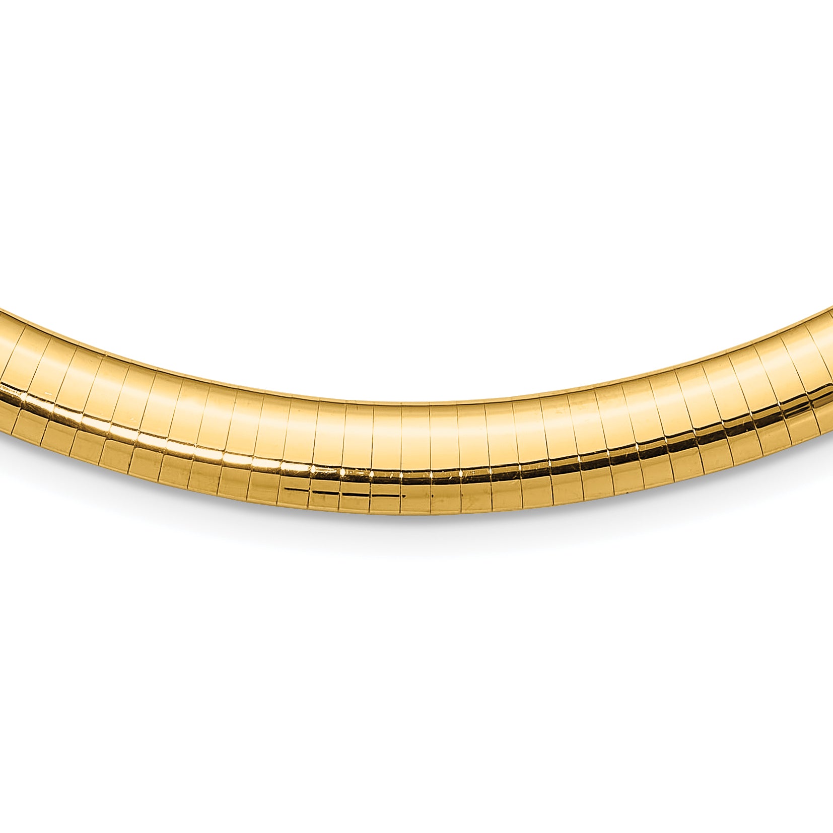 14k Polished 8mm Standard Weight 16 inch Domed Omega Necklace