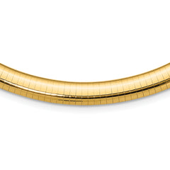 14k Polished 8mm Standard Weight 16 inch Domed Omega Necklace