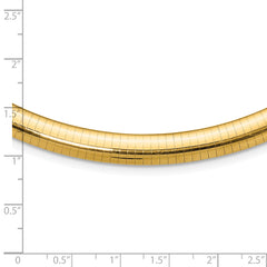 14k Polished 8mm Standard Weight 18 inch Domed Omega Necklace