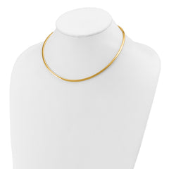 14k Polished 3mm Lightweight 16 inch Domed Omega Necklace