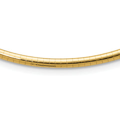 14k Polished 3mm Lightweight 16 inch Domed Omega Necklace