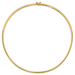 14k Polished 3mm Lightweight 18 inch Domed Omega Necklace