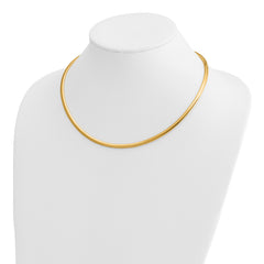 14k Polished 4mm Lightweight 18 inch Domed Omega Necklace
