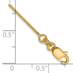 14K 10 inch .6mm Octagonal Snake with Lobster Clasp Anklet